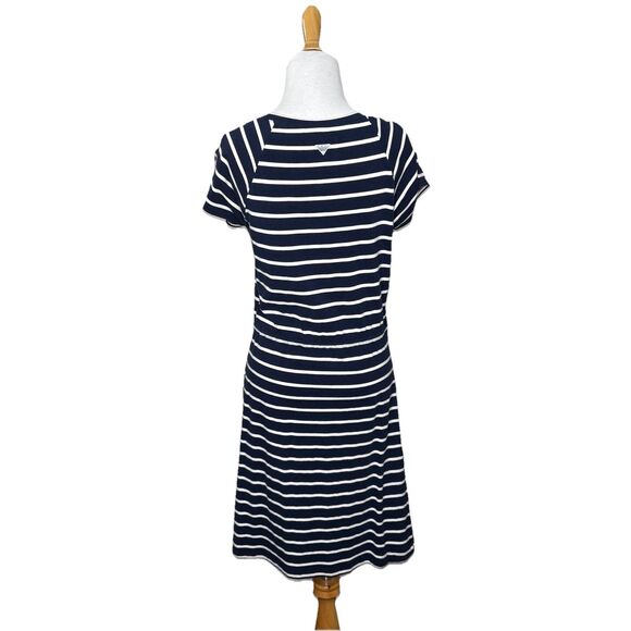 Columbia Omni Wick Navy Blue Short Sleeve Striped Scoop Neck Dress Size Small - Picture 3 of 7